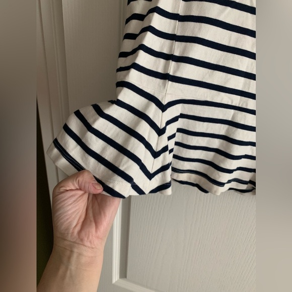 LAUREN by Ralph Lauren navy & white striped peplum blouse size Medium - Picture 11 of 11